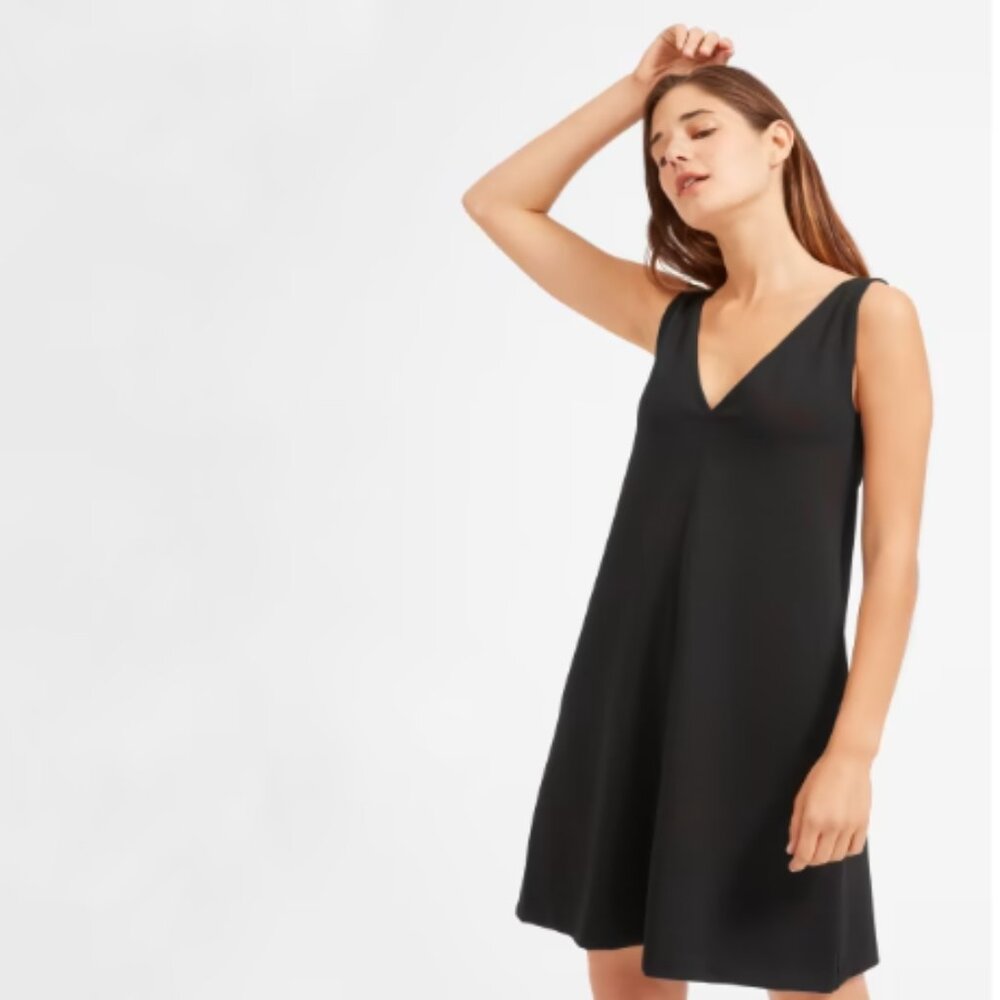 Everlane The Deep V-Neck A-Line Dress  Black  Size: 0